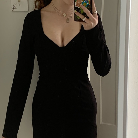 SEXY CLASSY BLACK LONG SLEEVES ZARA MINI DRESS - Picture 1 of 6